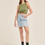 είδη ένδυσης Alcott βασικό cropped top tank με βαμβακερό κόμπο bk1 μαύρο γυναίκες RRJDJ4263