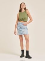είδη ένδυσης Alcott βασικό cropped top tank με βαμβακερό κόμπο bk1 μαύρο γυναίκες RRJDJ4263