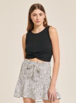 είδη ένδυσης Alcott βασικό cropped top tank με βαμβακερό κόμπο bk1 μαύρο γυναίκες RRJDJ4455