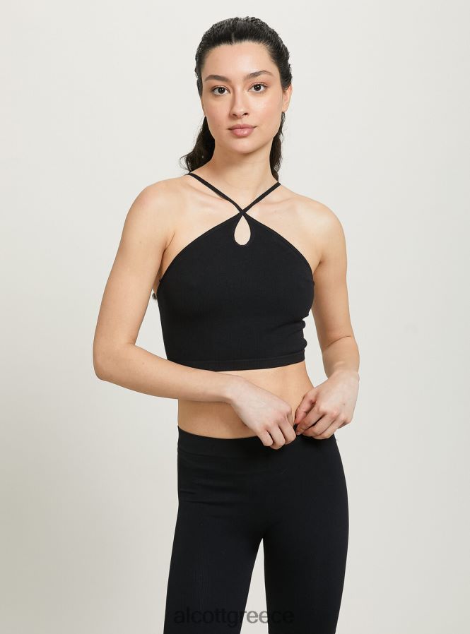 είδη ένδυσης Alcott επάνω cropped con scollo incrociato bk1 μαύρο γυναίκες RRJDJ466 - Image 4