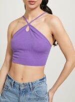 είδη ένδυσης Alcott επάνω cropped con scollo incrociato bk1 μαύρο γυναίκες RRJDJ441 - Image 4