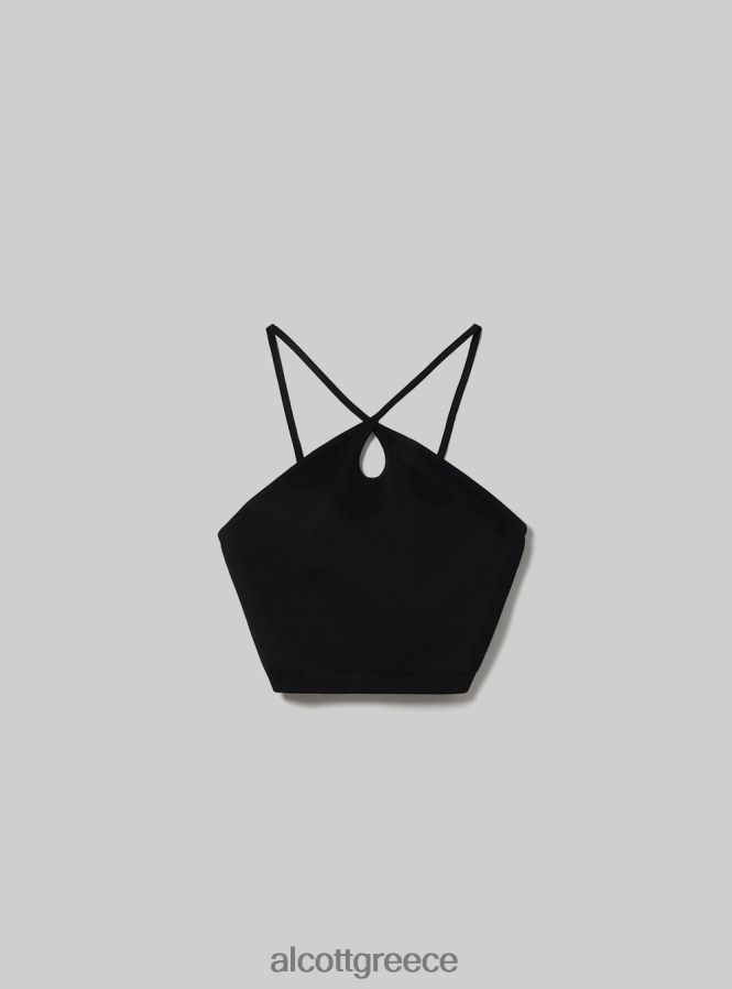είδη ένδυσης Alcott επάνω cropped con scollo incrociato bk1 μαύρο γυναίκες RRJDJ466 - Image 6