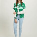 είδη ένδυσης Alcott κολεγιακό bomber jacket με στάμπα br1 καφέ σκούρο γυναίκες RRJDJ4256