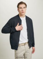 είδη ένδυσης Alcott λινό bomber jacket μπλε άνδρες RRJDJ4982 - Image 2