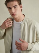 είδη ένδυσης Alcott λινό bomber jacket μπλε άνδρες RRJDJ4897