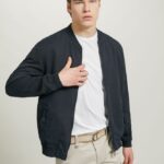 είδη ένδυσης Alcott λινό bomber jacket μπλε άνδρες RRJDJ4982