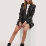 είδη ένδυσης Alcott Μπλέιζερ με διπλό στήθος oversize σε δερμάτινο αποτέλεσμα bk1 μαύρο γυναίκες RRJDJ4312