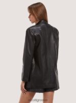 είδη ένδυσης Alcott Μπλέιζερ με διπλό στήθος oversize σε δερμάτινο αποτέλεσμα bk1 μαύρο γυναίκες RRJDJ4312 - Image 4