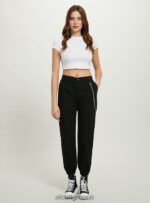 είδη ένδυσης Alcott παντελόνι jogger με αλυσίδα bk1 μαύρο γυναίκες RRJDJ440 - Image 2