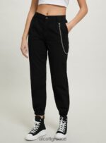 είδη ένδυσης Alcott παντελόνι jogger με αλυσίδα bk1 μαύρο γυναίκες RRJDJ440 - Image 4