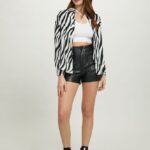 είδη ένδυσης Alcott σατέν πουκάμισο με animal print ζέβρα γυναίκες RRJDJ465