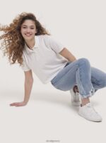 είδη ένδυσης Alcott crop fit μπλουζάκι πόλο άσπρο γυναίκες RRJDJ496