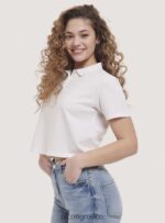 είδη ένδυσης Alcott crop fit μπλουζάκι πόλο άσπρο γυναίκες RRJDJ496 - Image 4