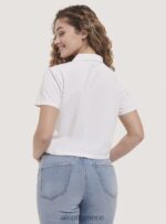 είδη ένδυσης Alcott crop fit μπλουζάκι πόλο άσπρο γυναίκες RRJDJ496 - Image 5