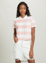 είδη ένδυσης Alcott crop fit μπλουζάκι πόλο με ρίγες c4400 ροζ γυναίκες RRJDJ47 - Image 3