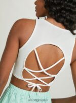 είδη ένδυσης Alcott crop top με κορδόνια wh2 λευκό γυναίκες RRJDJ42 - Image 3