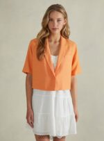 είδη ένδυσης Alcott cropped blazer από λινό μείγμα gn3 πράσινο φως γυναίκες RRJDJ4514 - Image 2