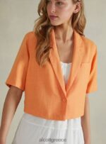 είδη ένδυσης Alcott cropped blazer από λινό μείγμα gn3 πράσινο φως γυναίκες RRJDJ4514 - Image 4