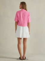 είδη ένδυσης Alcott cropped blazer από λινό μείγμα gn3 πράσινο φως γυναίκες RRJDJ4506 - Image 5