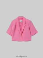 είδη ένδυσης Alcott cropped blazer από λινό μείγμα gn3 πράσινο φως γυναίκες RRJDJ4506 - Image 6