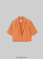 είδη ένδυσης Alcott cropped blazer από λινό μείγμα gn3 πράσινο φως γυναίκες RRJDJ4514 - Image 6
