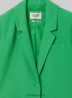 είδη ένδυσης Alcott cropped blazer από λινό μείγμα gn3 πράσινο φως γυναίκες RRJDJ4186 - Image 7