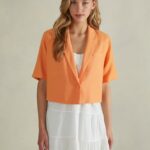 είδη ένδυσης Alcott cropped blazer από λινό μείγμα gn3 πράσινο φως γυναίκες RRJDJ4514
