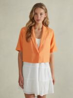 είδη ένδυσης Alcott cropped blazer από λινό μείγμα gn3 πράσινο φως γυναίκες RRJDJ4514