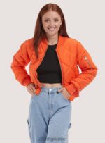 είδη ένδυσης Alcott cropped bomber jacket με ανακυκλωμένη επένδυση br2 καφέ μέτριο γυναίκες RRJDJ4221 - Image 3