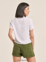 είδη ένδυσης Alcott cropped πουκάμισο με τσέπη στο στήθος wh3 λευκό γυναίκες RRJDJ4520 - Image 5