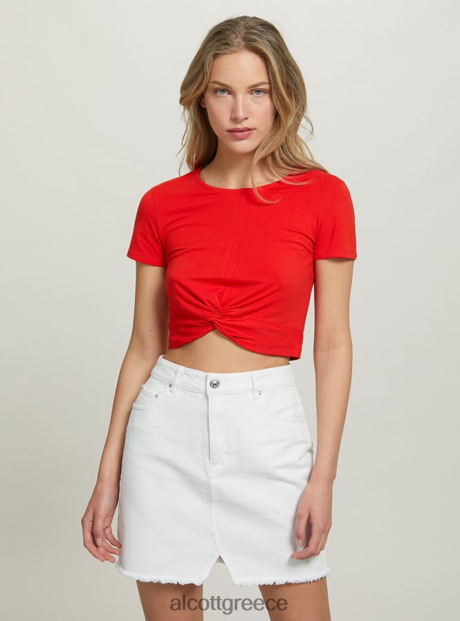 είδη ένδυσης Alcott cropped t-shirt με κόμπο wh2 λευκό γυναίκες RRJDJ4347 - Image 2
