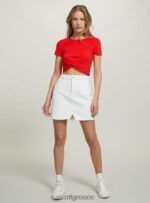 είδη ένδυσης Alcott cropped t-shirt με κόμπο wh2 λευκό γυναίκες RRJDJ4347 - Image 3