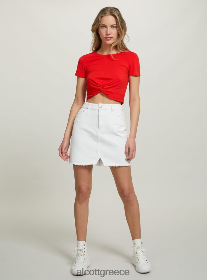 είδη ένδυσης Alcott cropped t-shirt με κόμπο wh2 λευκό γυναίκες RRJDJ4347 - Image 3