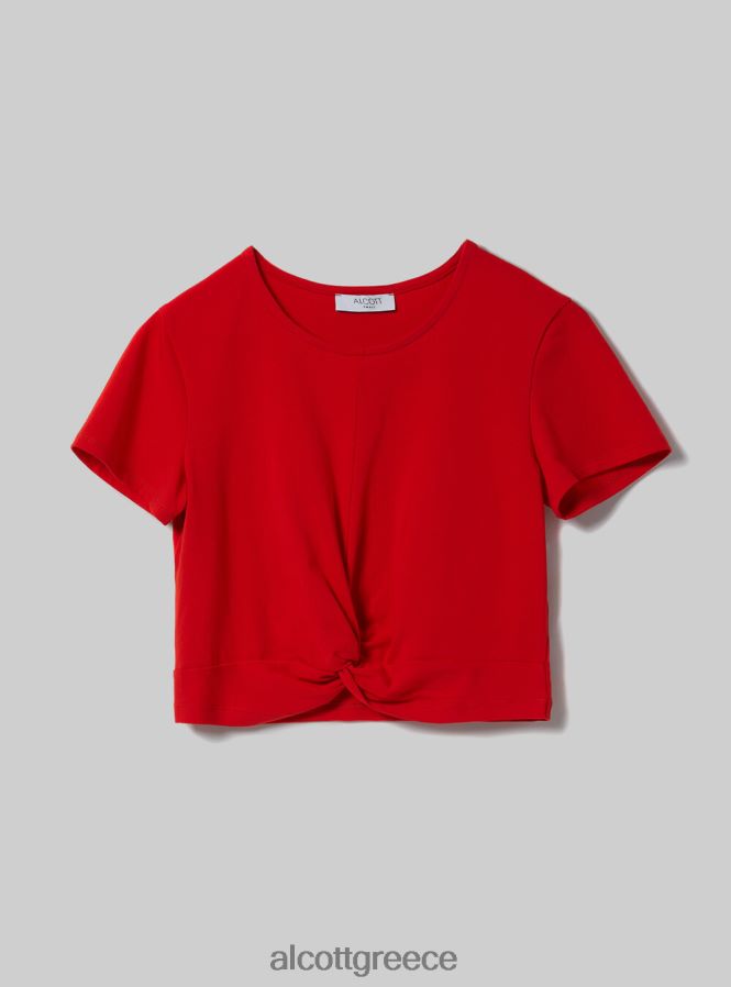 είδη ένδυσης Alcott cropped t-shirt με κόμπο wh2 λευκό γυναίκες RRJDJ4347 - Image 6