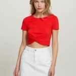είδη ένδυσης Alcott cropped t-shirt με κόμπο wh2 λευκό γυναίκες RRJDJ4347