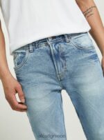 είδη ένδυσης Alcott slim fit βαμβακερό τζιν d003 μεσαίο μπλε άνδρες RRJDJ4684 - Image 4