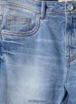 είδη ένδυσης Alcott slim fit βαμβακερό τζιν d003 μεσαίο μπλε άνδρες RRJDJ4684 - Image 7