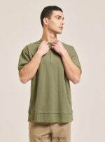 είδη ένδυσης Alcott T-shirt από λινό μείγμα με γιακά σεραπέ άσπρο άνδρες RRJDJ4813 - Image 2