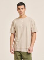 είδη ένδυσης Alcott T-shirt από λινό μείγμα με γιακά σεραπέ άσπρο άνδρες RRJDJ41053 - Image 2