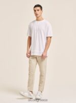 είδη ένδυσης Alcott T-shirt από λινό μείγμα με γιακά σεραπέ άσπρο άνδρες RRJDJ4599 - Image 3