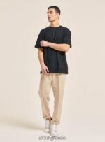 είδη ένδυσης Alcott T-shirt από λινό μείγμα με γιακά σεραπέ άσπρο άνδρες RRJDJ41083 - Image 3