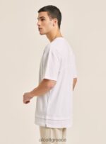 είδη ένδυσης Alcott T-shirt από λινό μείγμα με γιακά σεραπέ άσπρο άνδρες RRJDJ4599 - Image 4