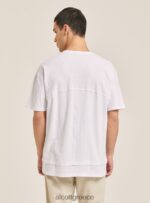 είδη ένδυσης Alcott T-shirt από λινό μείγμα με γιακά σεραπέ άσπρο άνδρες RRJDJ4599 - Image 5