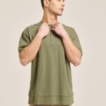 είδη ένδυσης Alcott T-shirt από λινό μείγμα με γιακά σεραπέ άσπρο άνδρες RRJDJ4813