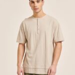είδη ένδυσης Alcott T-shirt από λινό μείγμα με γιακά σεραπέ άσπρο άνδρες RRJDJ41053