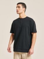 είδη ένδυσης Alcott T-shirt από λινό μείγμα με γιακά σεραπέ άσπρο άνδρες RRJDJ41083