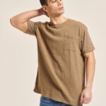 είδη ένδυσης Alcott T-shirt από λινό μείγμα με τσέπη άσπρο άνδρες RRJDJ41098